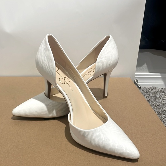 White heels. Jessica Simpson brand. Worn one time! 👠👠 - Picture 1 of 5